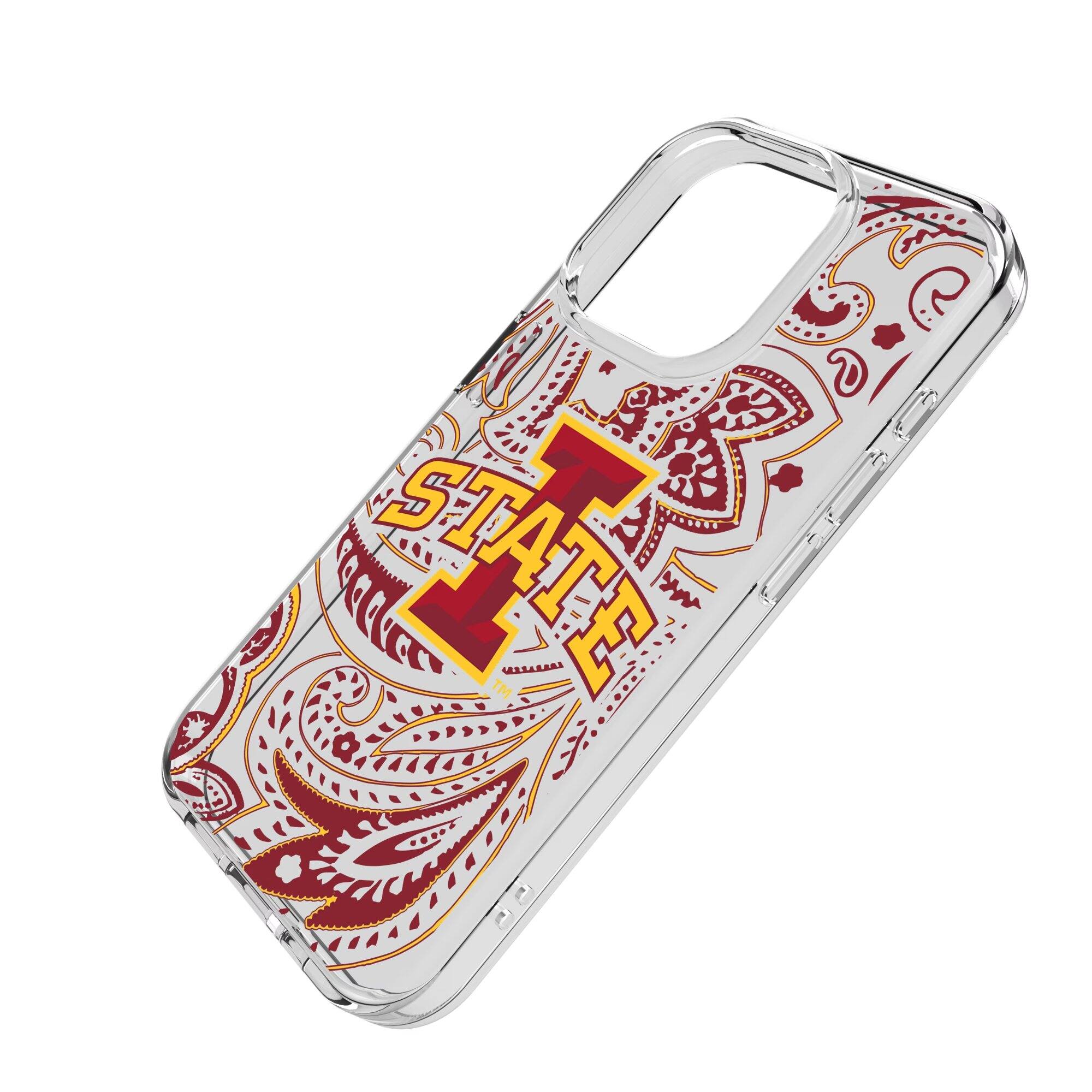 Alt View 1. Keyscaper - Iowa State Cyclones iPhone Paisley Design Clear Case - 15 Pro Max - Multicolor.