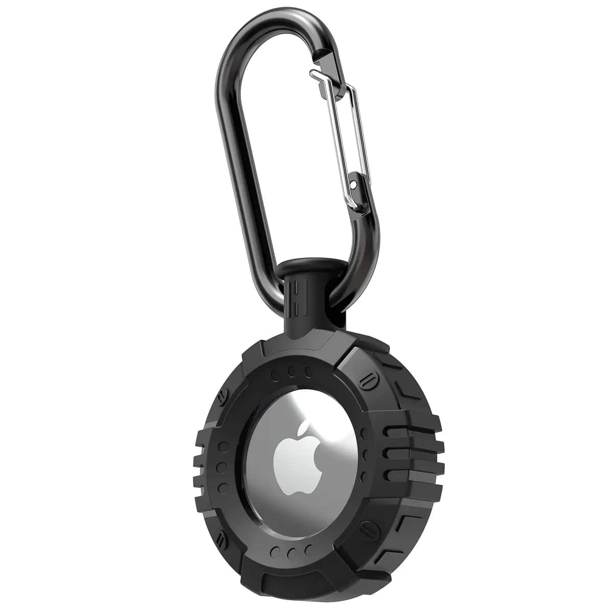 Vena - For Apple AirTag Holder, AirTag Keychain Round TPU, AirTag Case Cover For Pet Dog Cat Collar Luggage - Black