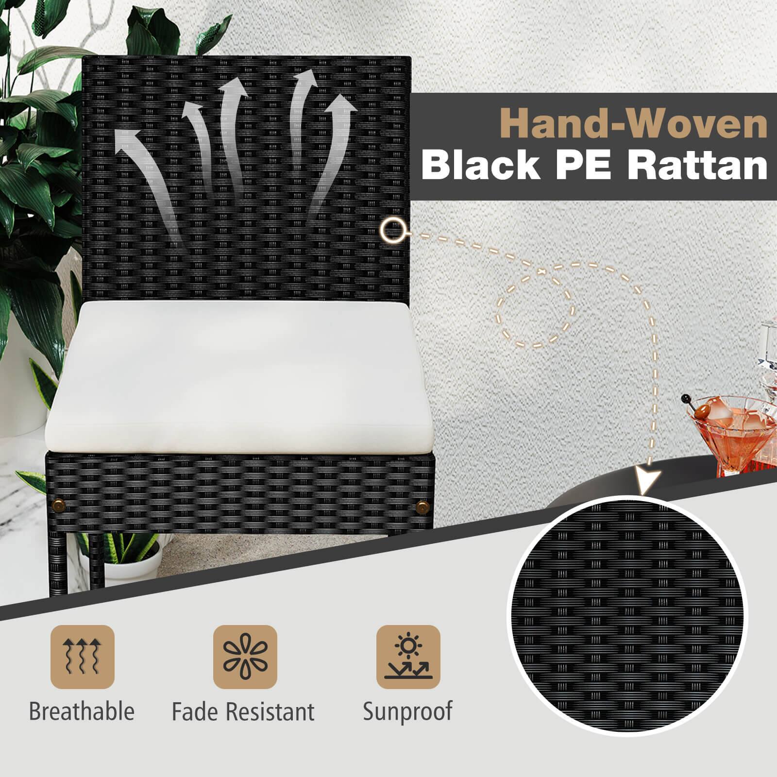 Hand-Woven Black PE Rattan, Breathable, Fade Resistant, Sunproof