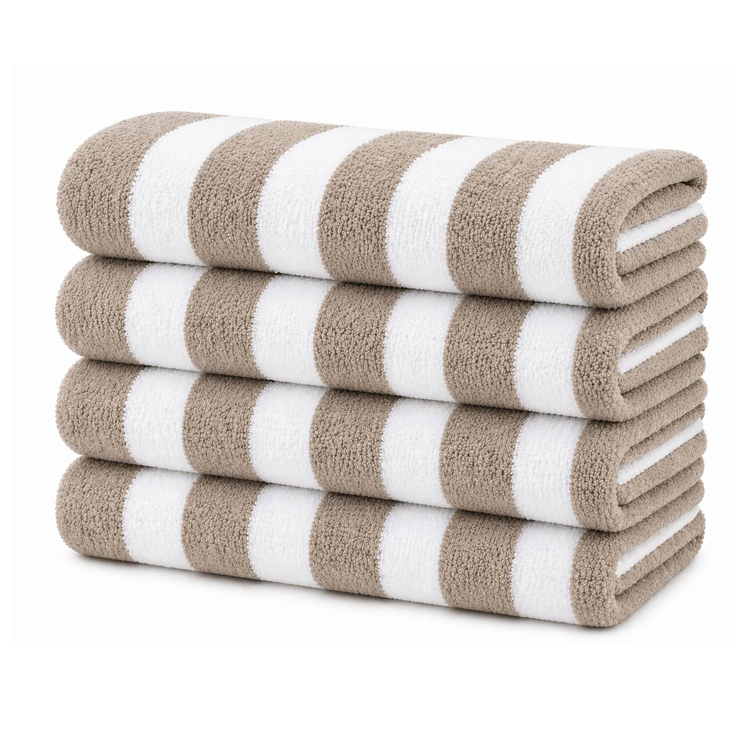 Front. Plazatex - Plazatex Terry Cabana 80% Cotton 20% Polyester Oversized 4 Pack Beach Bath Towel 36" x 66" Taupe - Taupe.