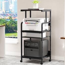 Dazzling Pops - Printer Stand with Storage Shelf,3 Tier Printer Cart with Wheels,Mobile Printer Table for Home Office,Stand - Black High