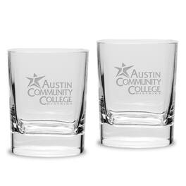 Jardine - Austin Community College 2-Piece 11.75oz. Luigi Bormioli Square Double Old Fashion Glass Set - Multicolor