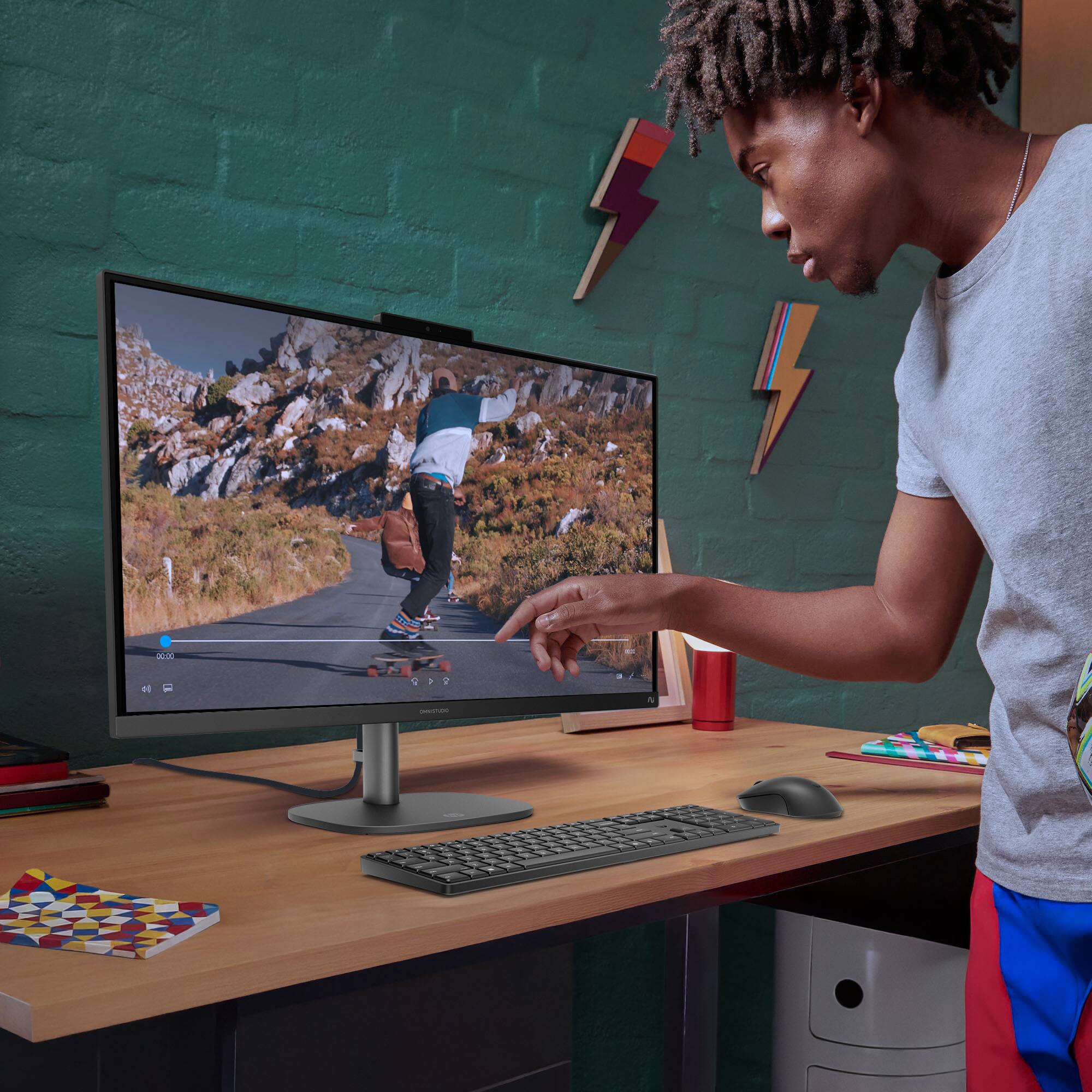 Alt View 9. HP - OmniStudio 27" Full HD Touchscreen All-in-One w/ Adjustable Height - AMD Ryzen AI 7 - 16GB Memory - 1TB SSD - Copilot+ - Jet Black.