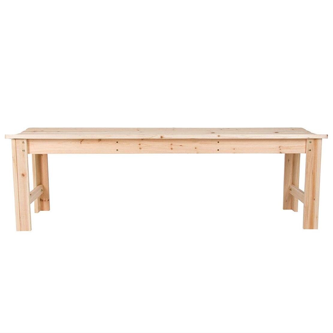 Angle. Hivvago - 5-Ft Backless Garden Bench in Natural Yellow Cedar Wood - Natural Yellow.