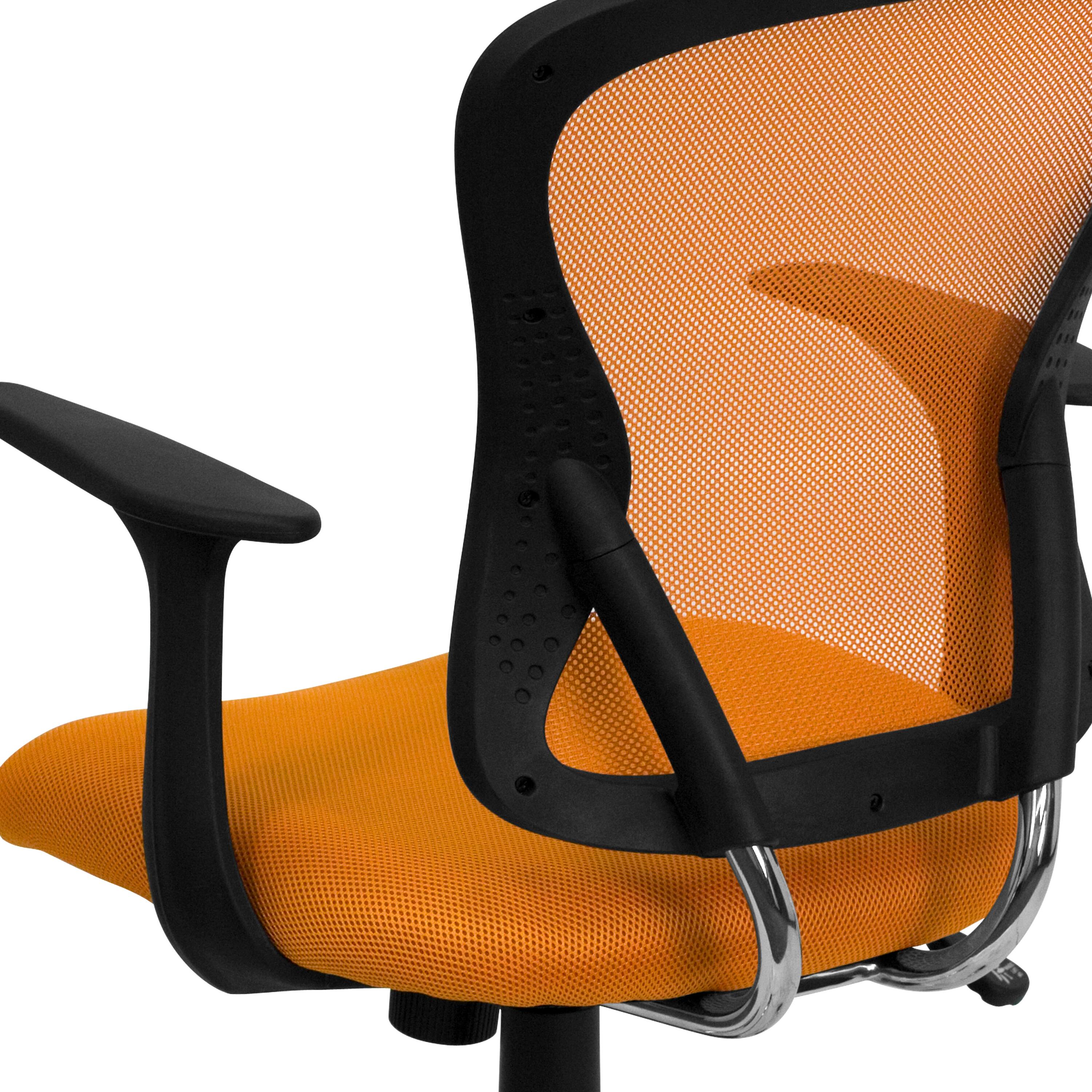 Alt View 9. Emma + Oliver - Mid-Back Mesh Swivel Task Office Chair with Chrome Base and Arms - Orange.