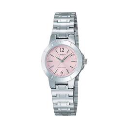 Casio - Women’s Pink Dial Stainless Steel Bracelet Analog Watch - LTP-1177A-4A1 - Silver