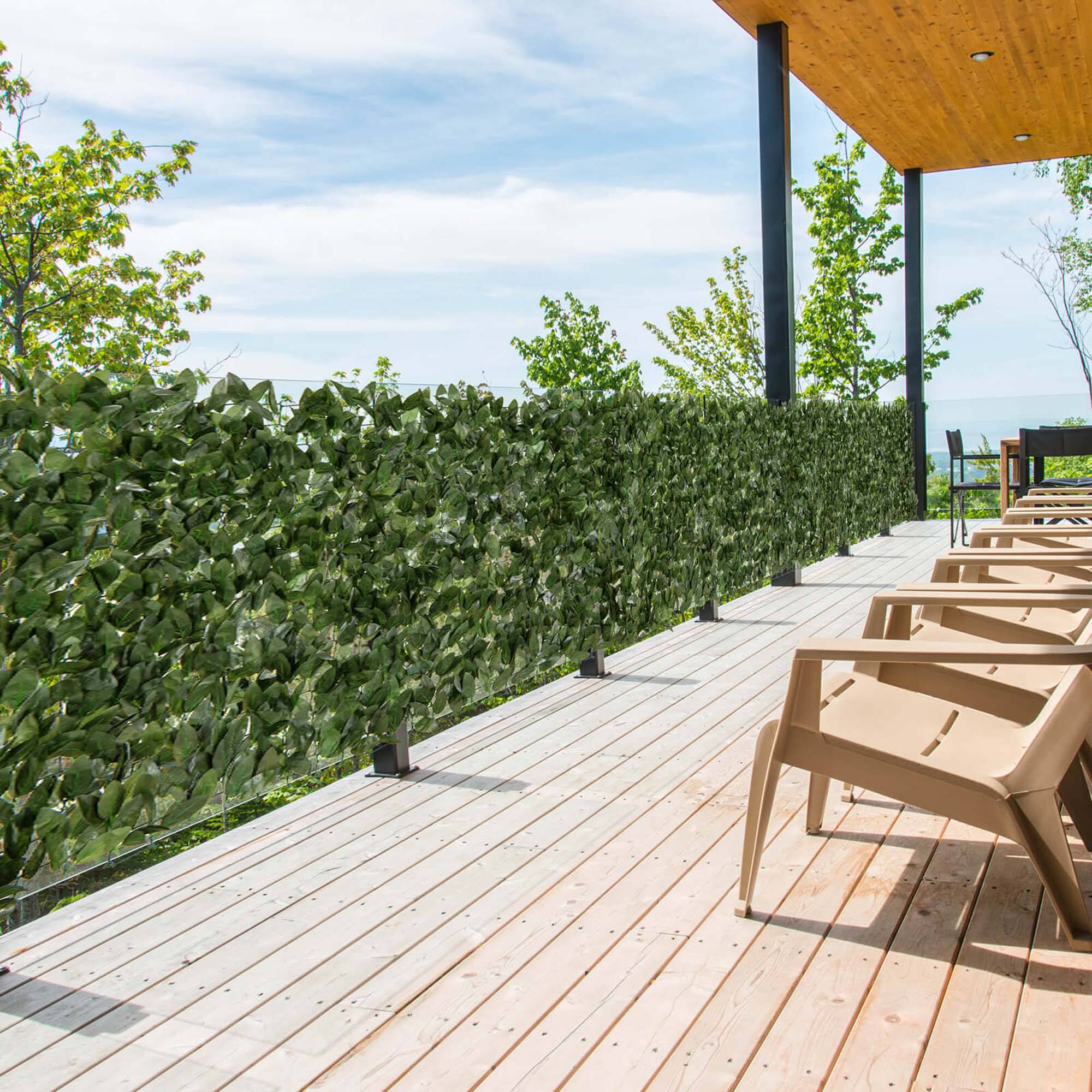 Alt View 4. Costway - Costway 120" x 40" Artificial Lily Leaf Privacy Fence Sun-protective Greenery Backdrop - Dark Green.