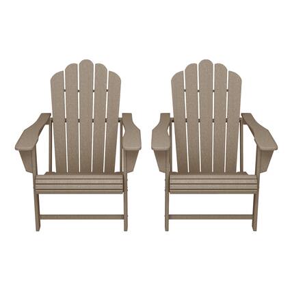 Front. WestinTrends - WestinTrends Highland Outdoor Patio HDPE Adirondack Chairs With Cup Holders (Set of 2) - Weathered Wood.