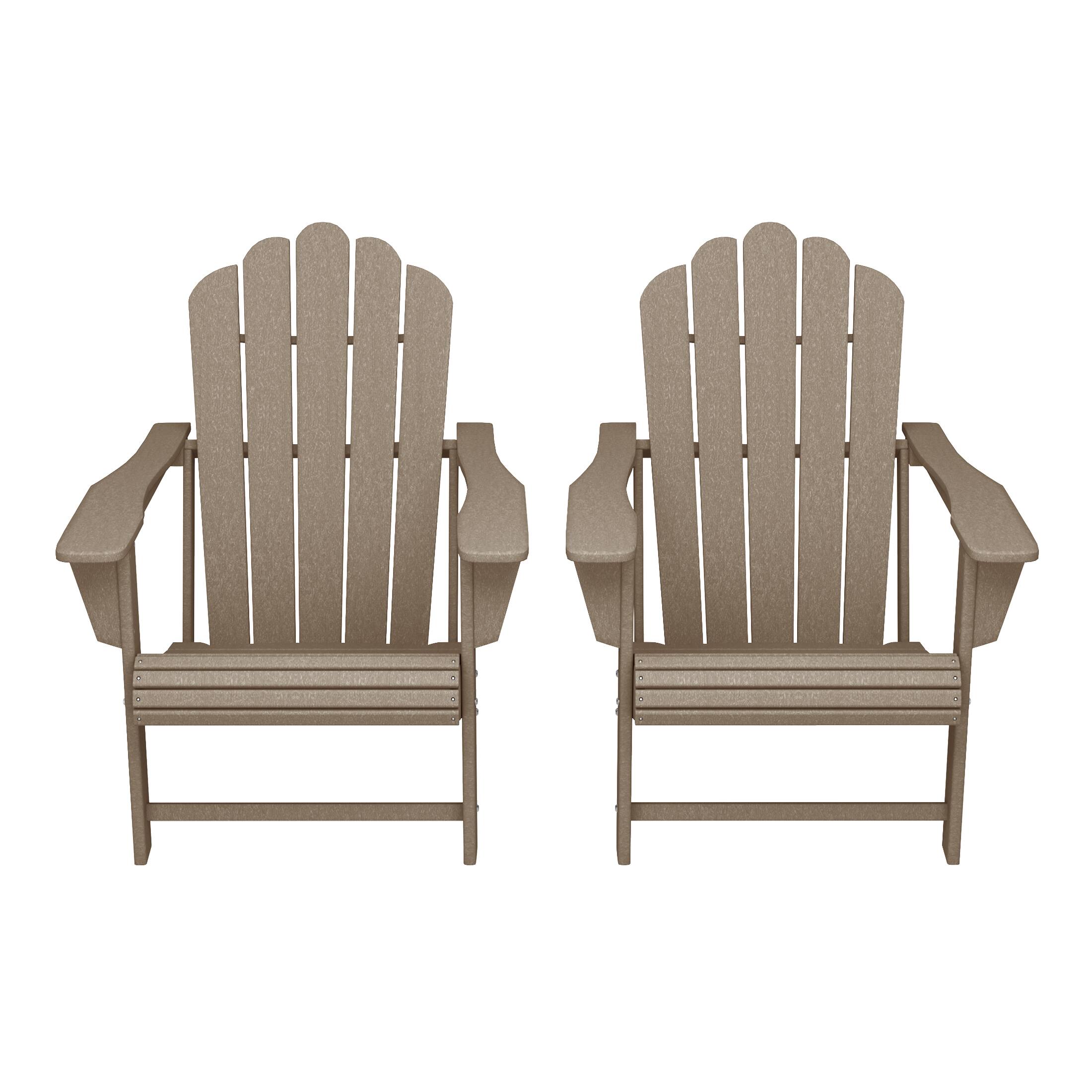 Front. WestinTrends - WestinTrends Highland Outdoor Patio HDPE Adirondack Chairs With Cup Holders (Set of 2) - Weathered Wood.