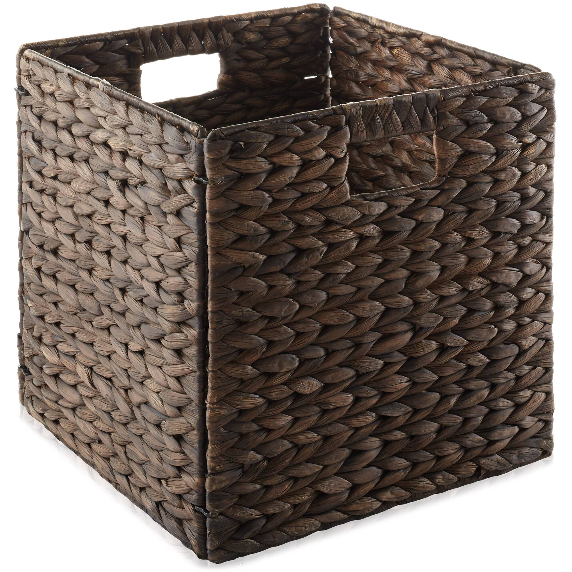 Alt View 2. Casafield - 13 x 13-in Water Hyacinth Storage Baskets  - 2 Pack - Espresso.