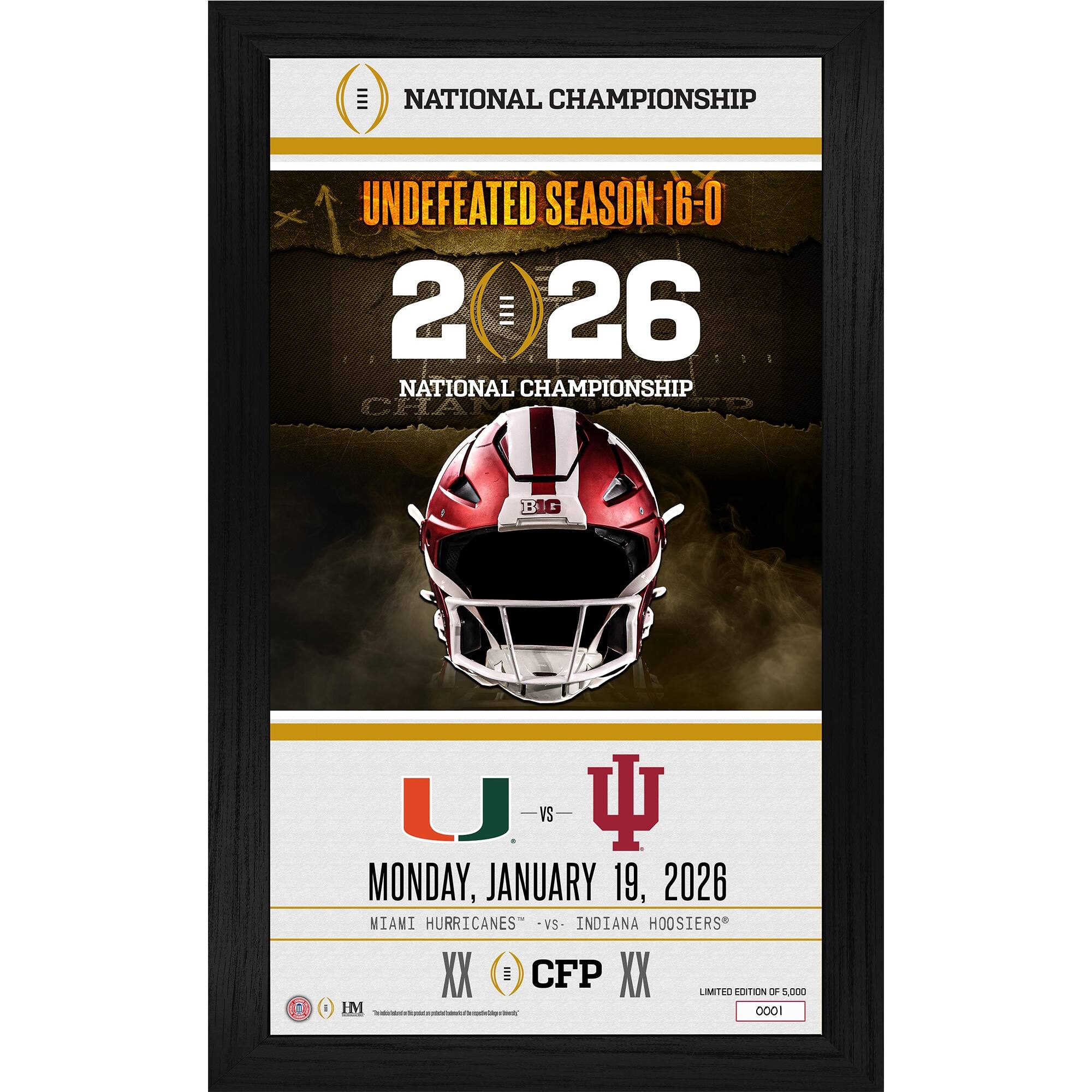 "Highland Mint - Indiana Hoosiers College Football Playoff 2025 National Champions 15"" x 24"" Game Day Framed Photo - Multicolor" price history on PriceWatchPro