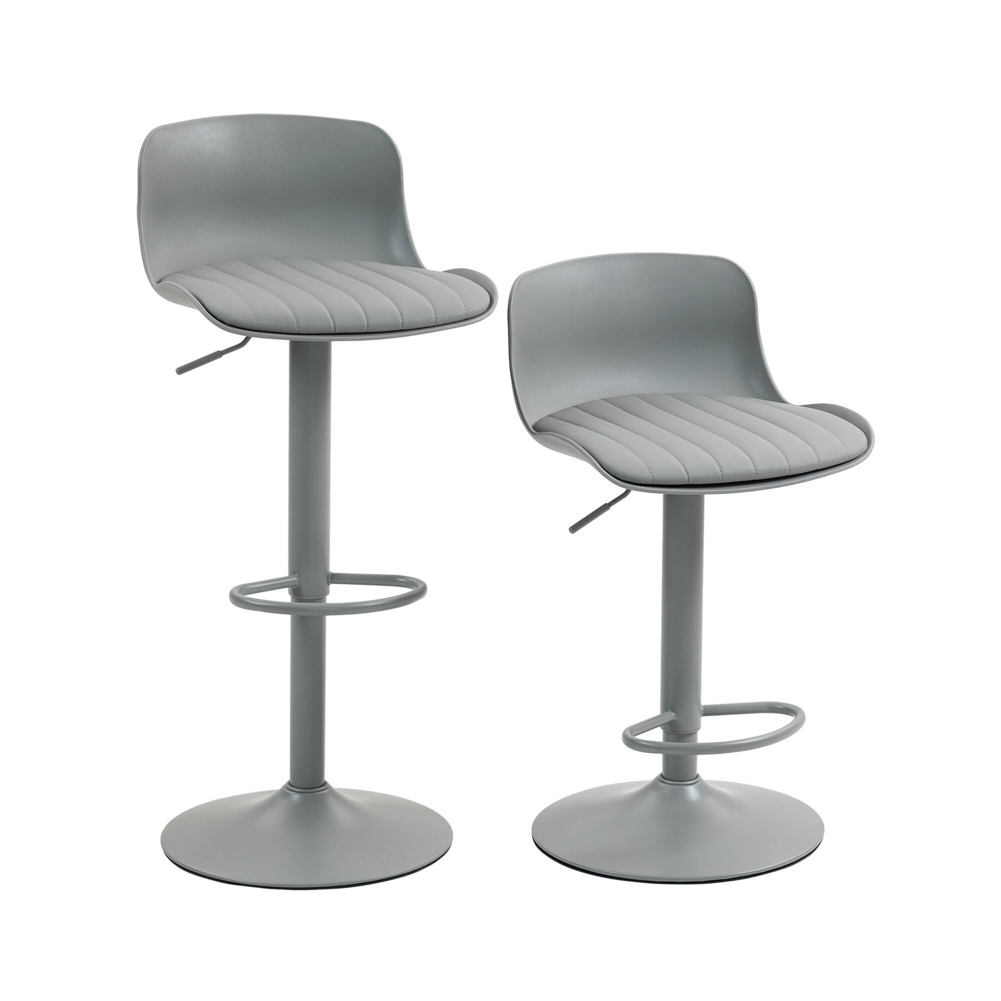 Alt View 4. GOODSILO - Set of 2 Adjustable Swivel Bar Stools with Backrest, Modern Counter Height Stools for Kitchen Islands - Gray.