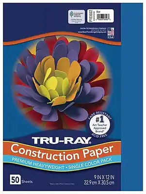 P103022
UA
FADE RESISTANT #1
Art Teacher Approved Brand*
ACID FREE
TRU-RAY Construction Paper
PACK
PREMIUM COLOR
HEAVYWEIGHT
SINGLE
9 IN X 12 IN
50 Sheets
22.9 cm X 30.5 cm