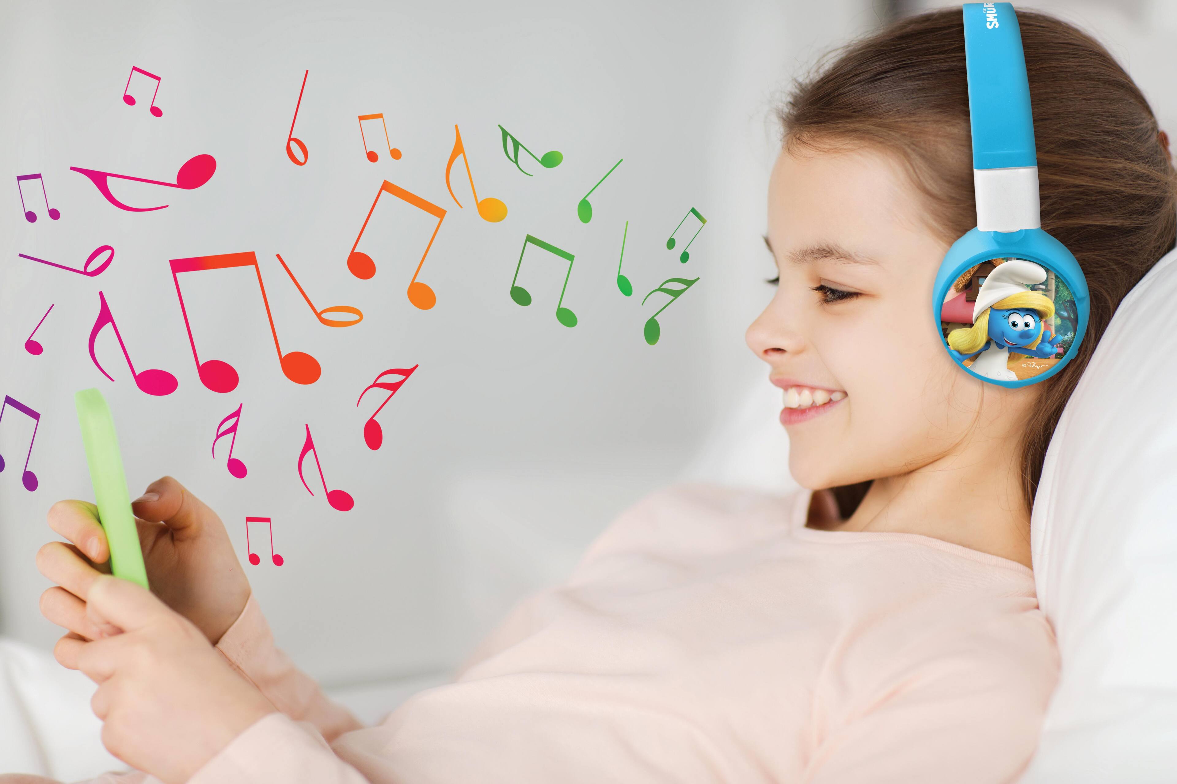 Alt View 5. Lexibook - Smurfs 2-in-1 Bluetooth Foldable Headphones with Safe Volume for Kids.