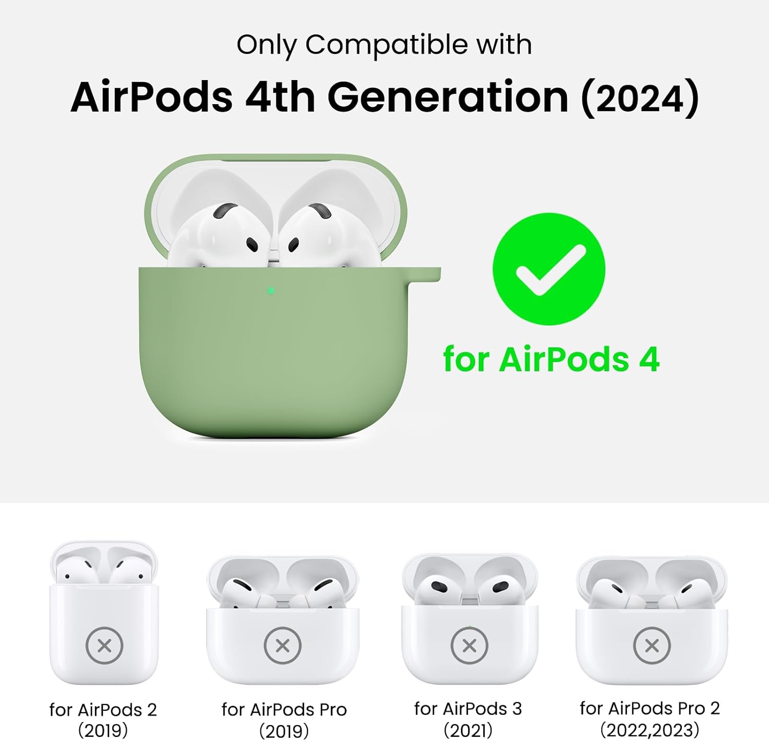 Only Compatible with AirPods 4th Generation (2024) for AirPods 4 (2024) for AirPods 2 (2019) for AirPods Pro (2019) for AirPods 3 (2021) for AirPods Pro 2 (2022, 2023)
