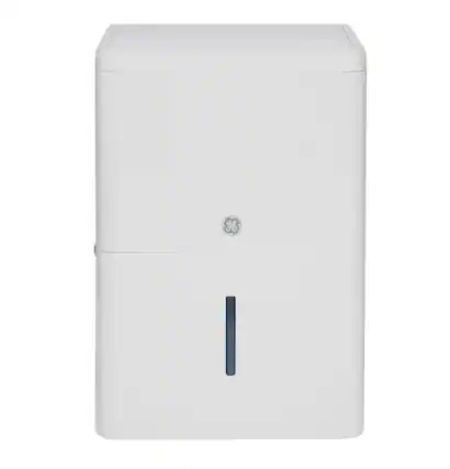 Front. GE - 25-Pint Portable Dehumidifier with Smart Dry - White.