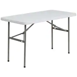 Emma + Oliver - 4-Foot Plastic Folding Table - Granite White