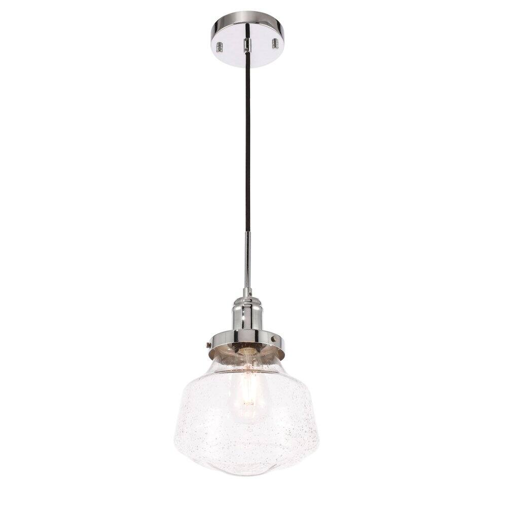 Alt View 4. Living District - Lyle 1 Light Chrome And Clear Seeded Glass Pendant - Chrome And Clear Seeded Glass.