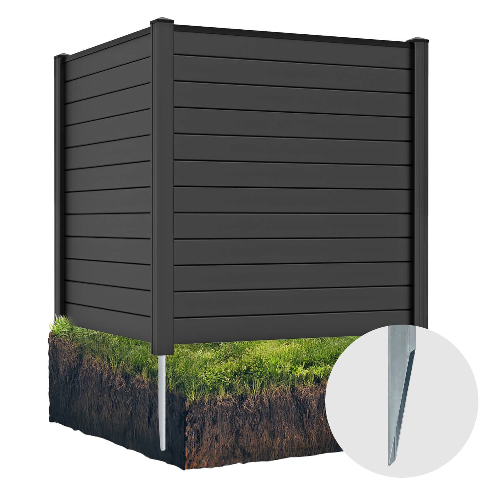 Alt View 1. Costway - Outdoor 48"L x 48"H PVC Privacy Fence Panels with Metal Ground Stakes - Black.