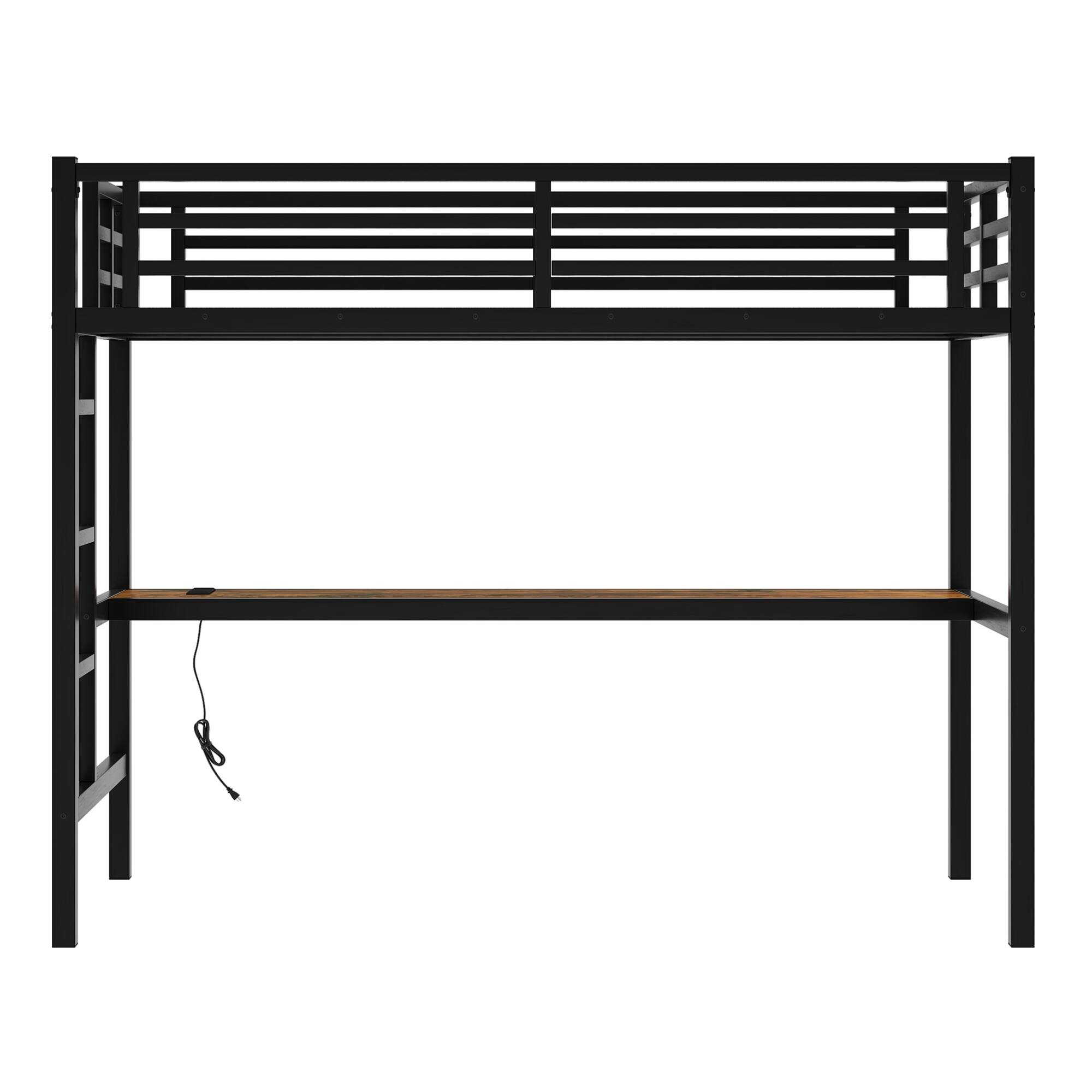 Alt View 6. GOODSILO - Twin XL Loft Bed with Built-In Desk, Power Outlet, and LED Lighting for Space-Saving Bedroom Solutions - Black.