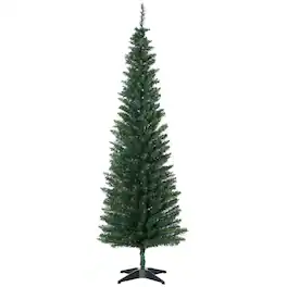 PULUZ - 6' Artificial Pencil Christmas Tree, Slim Xmas Tree with 390 Realistic Branch Tips and Plastic Stand - Green