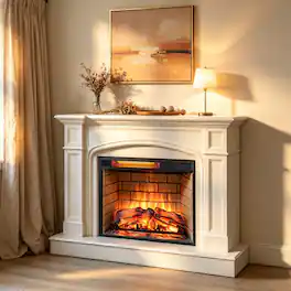 Loheer - 23 inch electric fireplace insert Infrared Quartz Heater with Brick Background - Antique Black