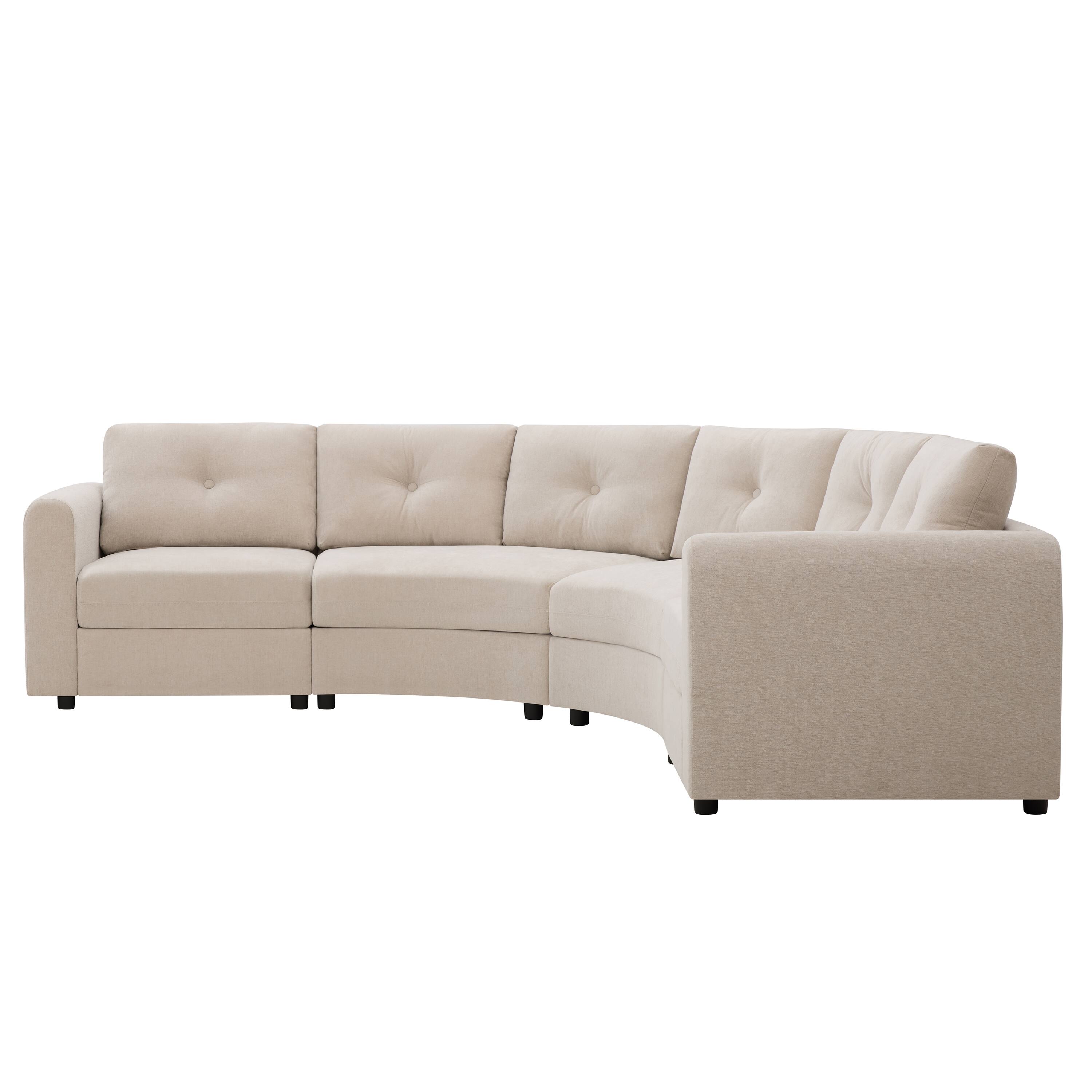 Back. Whisen - 4-Piece Upholstered Modular Sectional Sofa with Button Tufted Back for Living Room - Oatmeal.