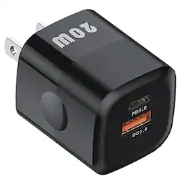 Kitcheniva - Premium Charger USB-C Wall Power Adapter 20W iPhone Series Black 2 Pack