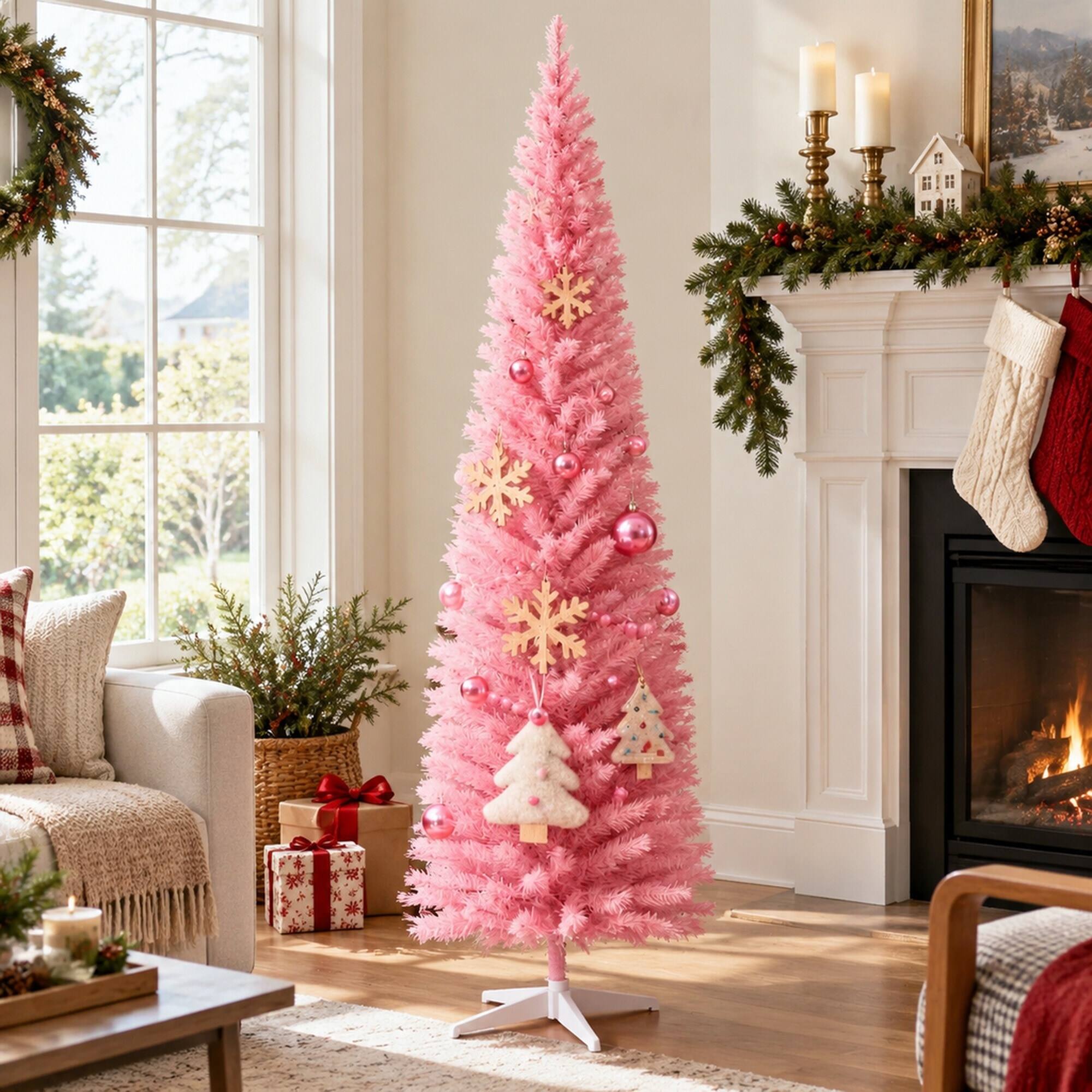 RYHNUYNE Slim Artificial Pencil Christmas Tree With Realistic Branch ...