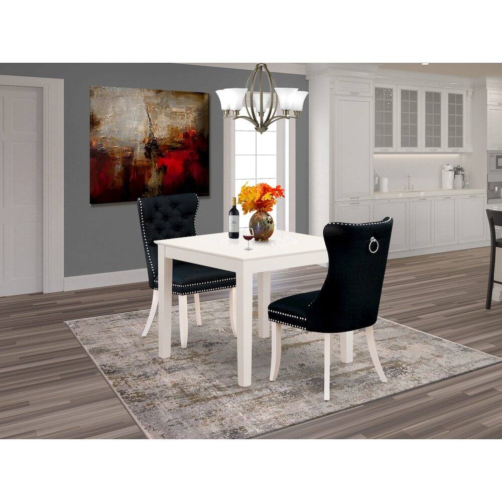 Alt View 7. East West Furniture - 3 Piece Dining Table Set for Small Spaces - White.