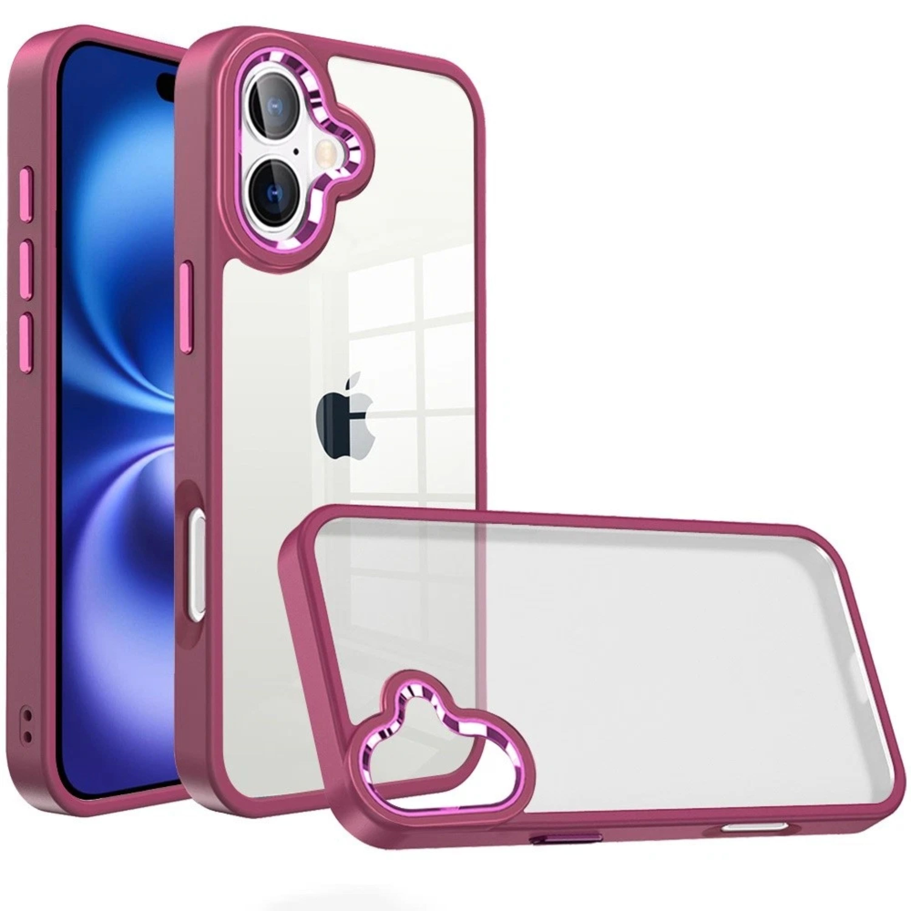 Kitcheniva - Metallic Buttons Acrylic Translucent Plus Tempered Glass For iPhone 17 - Burgundy price history on PriceWatchPro