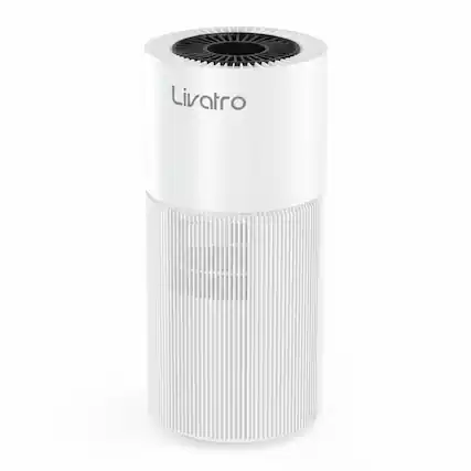 Front. Livatro - 8L Evaporative Humidifier for Large Rooms, Top-Fill, Ultra-Quiet, Smart AI Humidity Control, Easy Clean - White.