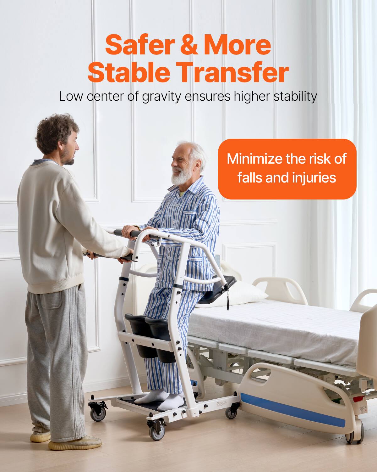 Safer & More Stable Transfer

Low center of gravity ensures higher stability

Minimize the risk of falls and injuries