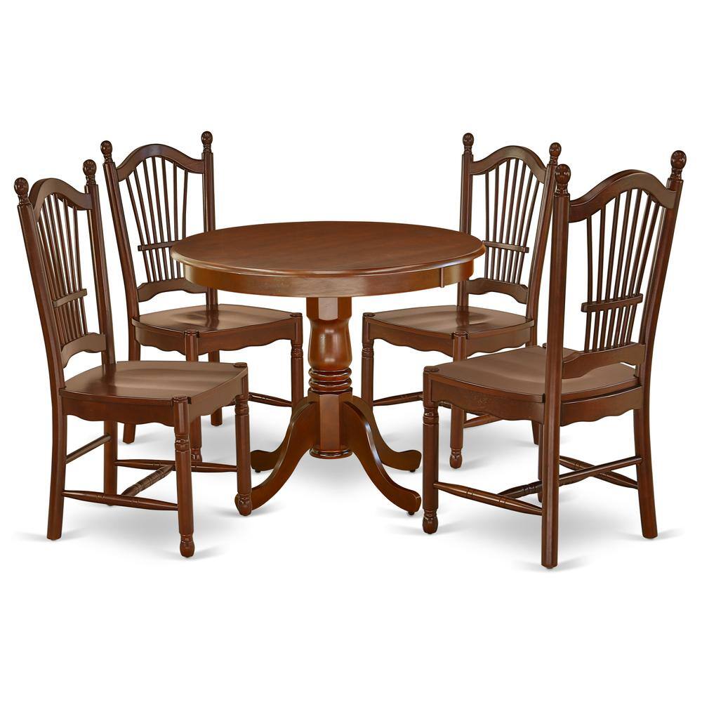 Back. East West Furniture - Dining Room Set Mahogany - Brown.