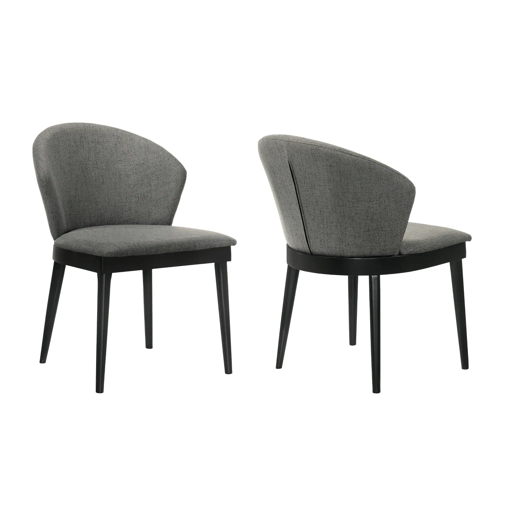 Armen Living - Juno Fabric and Black Wood Dining Side Chairs - Set of 2 - Charcoal