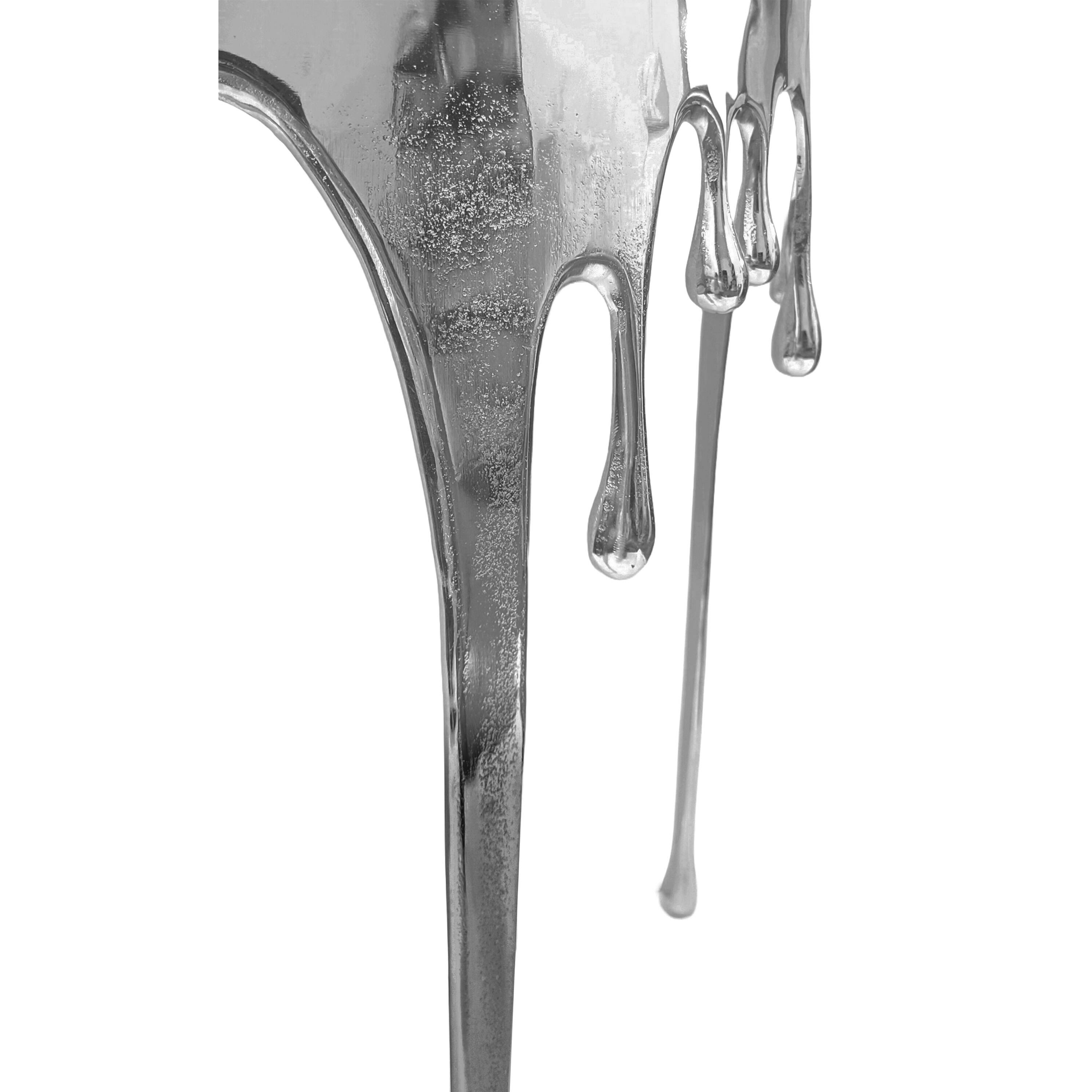 Alt View 5. Manhattan Lane - Capri Sofa Console Table | 36.25" Half Moon Glass Top | Melting Drip Design - Silver, Black.