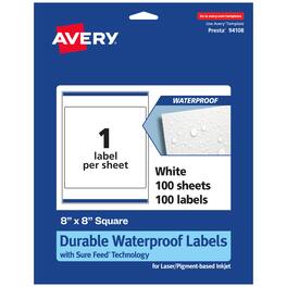 Avery - 8" x 8" Waterproof Square Labels, 100 Labels - White