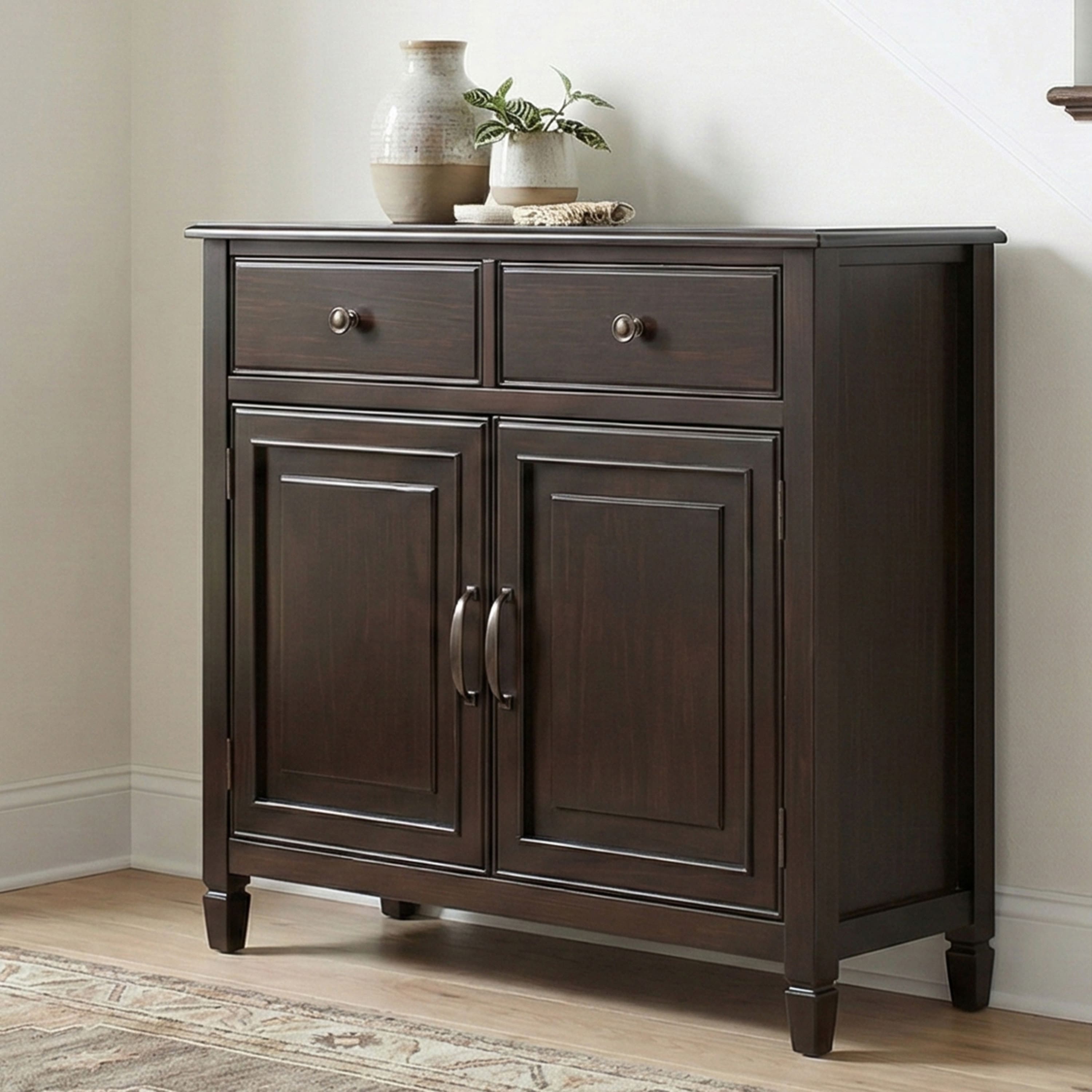 Simpli Home - Connaught 40 inch Wide Solid Wood Traditional Entryway Storage Cabinet - Dark Chestnut Brown