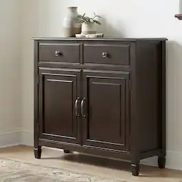 Simpli Home - Connaught 40 inch Wide Solid Wood Traditional Entryway Storage Cabinet - Dark Chestnut Brown