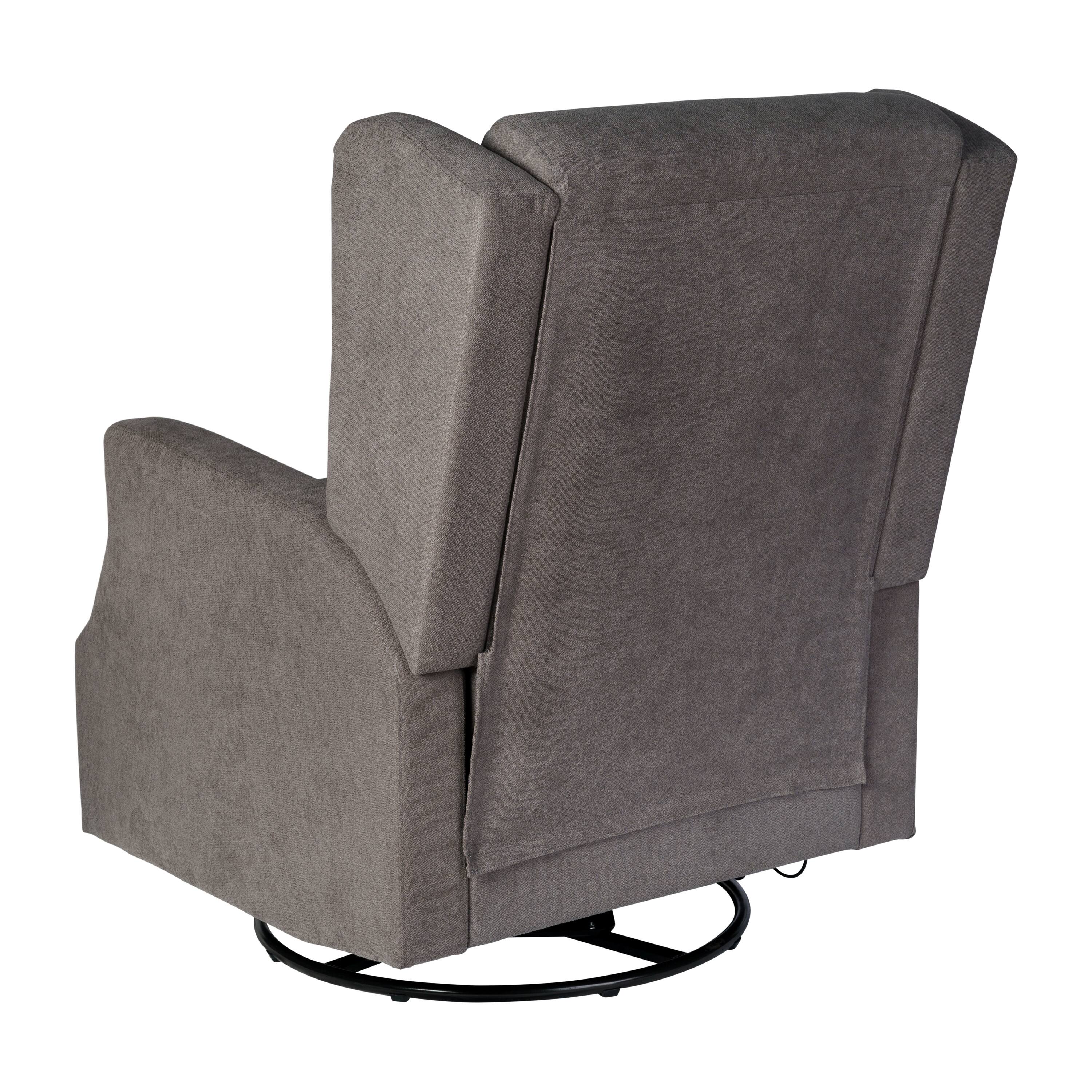 Alt View 7. Emma + Oliver - Wingback Manual Rocking Glider Recliner Chair with 360° Swivel - Dark Gray.