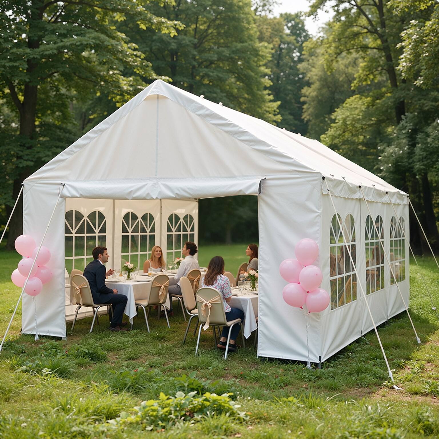 Angle. Mondawe - 10x20 FT Canopy Party Tent Outdoor Gazebo with Removable Sidewalls - White.
