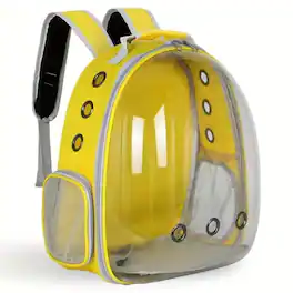 ProMounts - Breathable Transparent Pet Carrier for Cats & Small Dogs, Space Capsule Travel Bag Backpack - Yellow