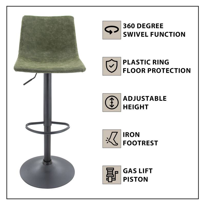 360 Degree Swivel Function  
Plastic Ring Floor Protection  
Adjustable Height  
Iron Footrest  
Gas Lift Piston