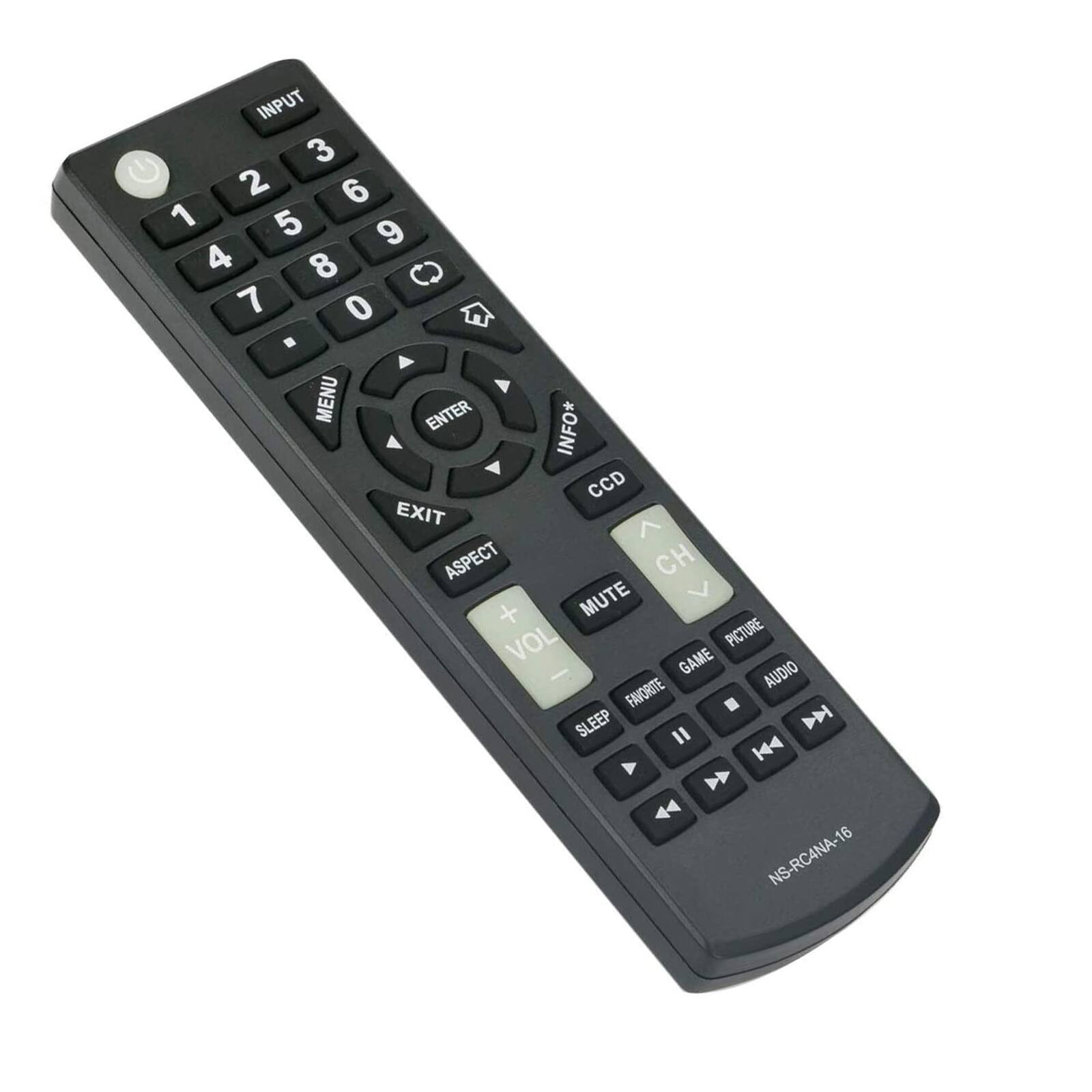 INPUT 3 2 6 1 5 9 4 8 7 0 . MENU ENTER INFO* CCD EXIT ASPECT CH + MUTE VOL PICTURE - GAME AUDIO FAVORITE SLEEP D I 14 16 NS-RC4NA-16