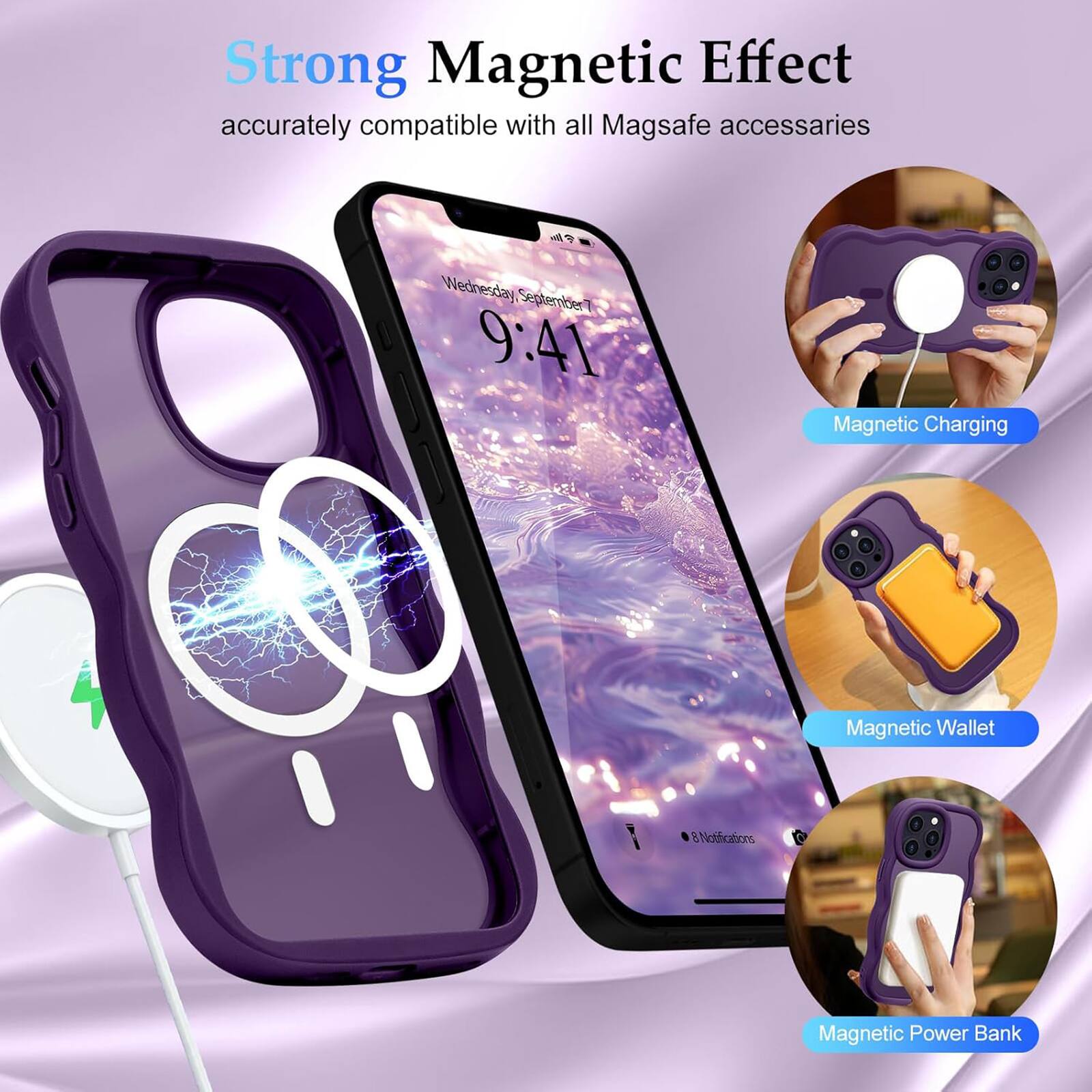 Strong Magnetic Effect accurately compatible with all Magsafe accessories

Wednesday, September 7 9:41

Magnetic Charging
Magnetic Wallet
Notifications
Magnetic Power Bank