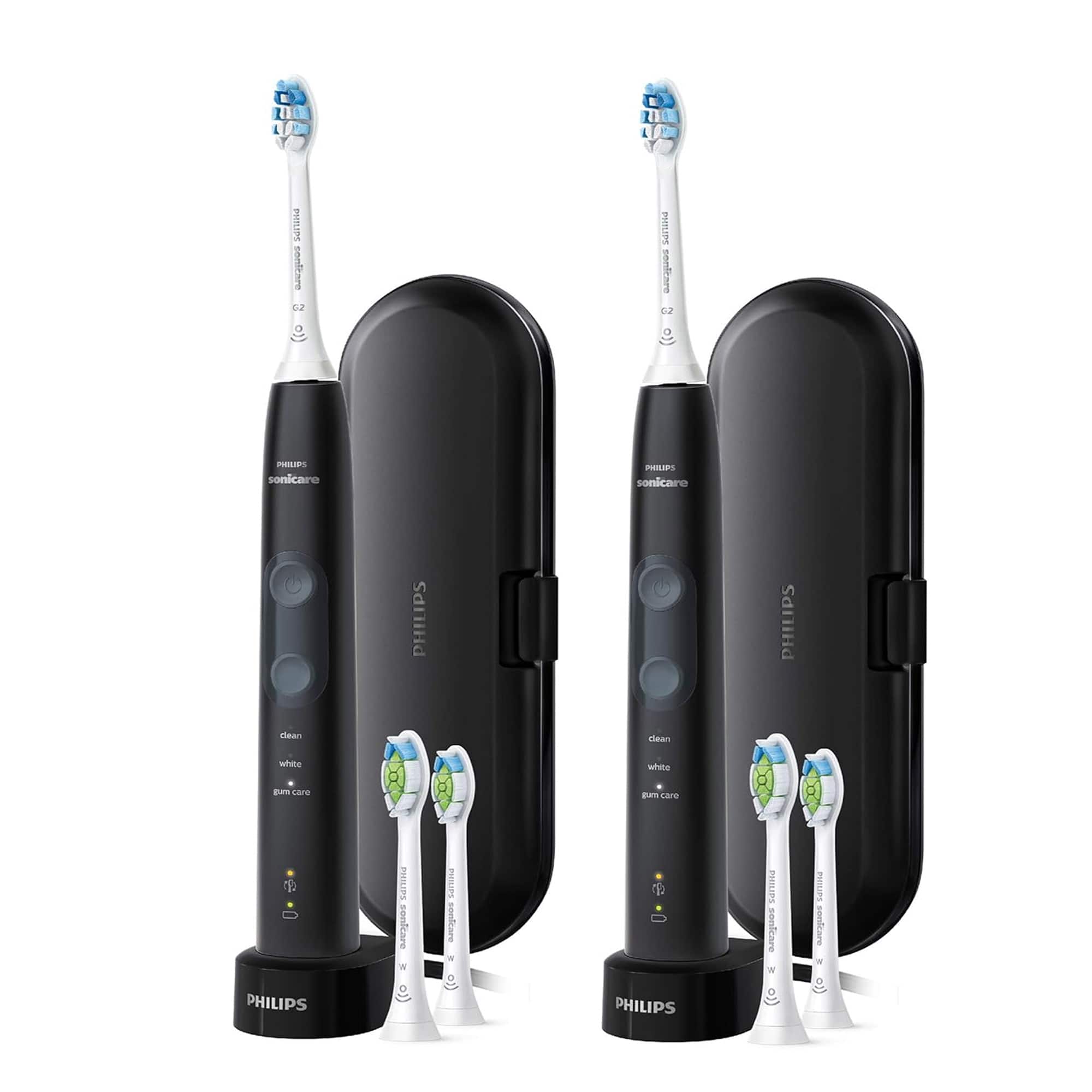 2x Philips Sonicare Protective Clean 5300 Rechargeable Electric Toothbrush, HX6423/34 - Black