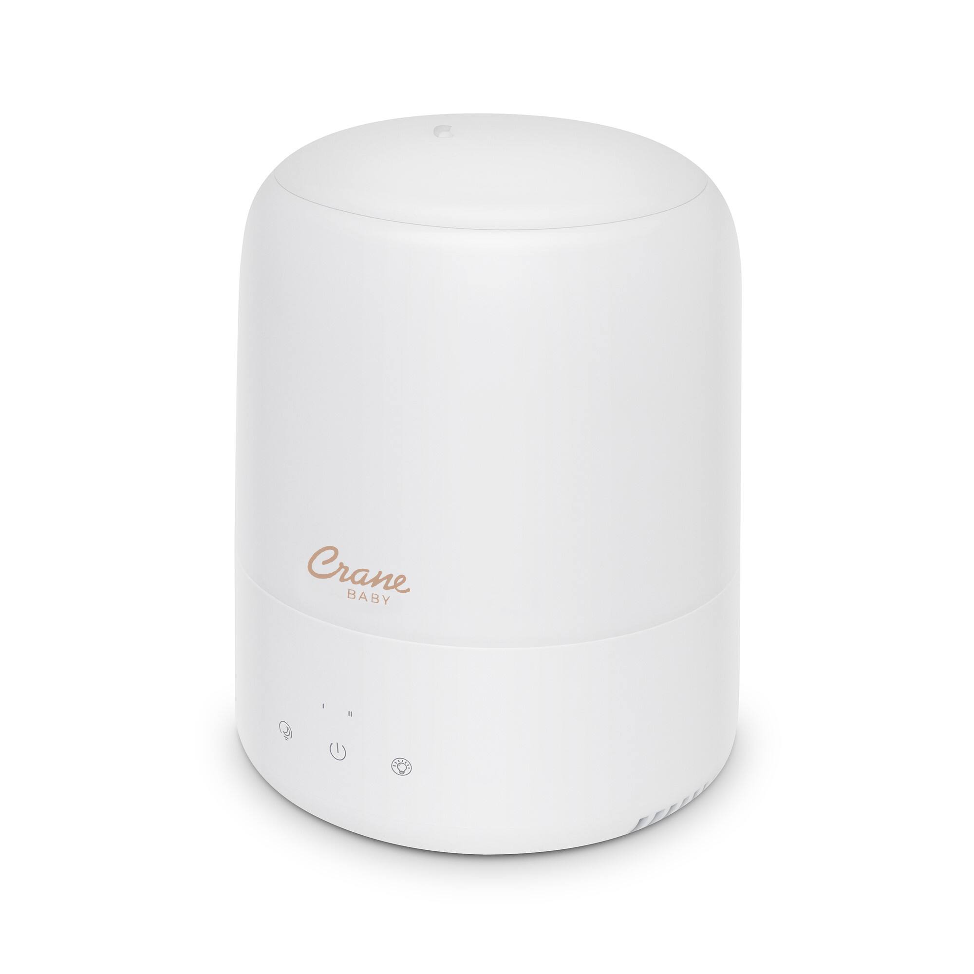 CRANE - 3-in-1 Compact Humidifier for Baby Nursery | 0.5 Gallon with Sleep Support Light & Aroma Diffuser - White
