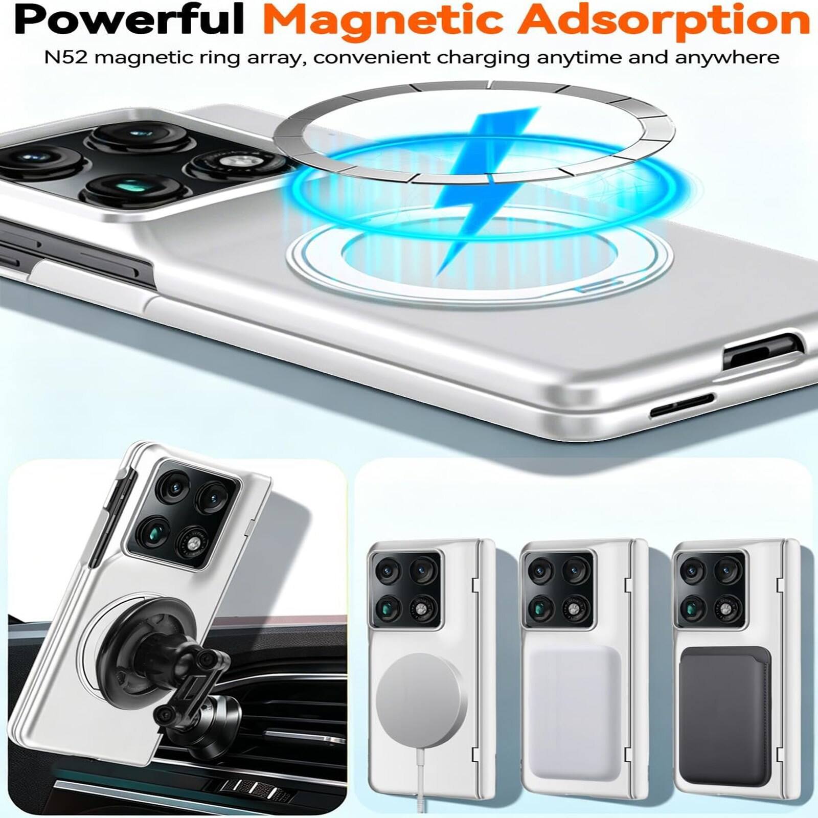 Powerful Magnetic Adsorption  
N52 magnetic ring array, convenient charging anytime and anywhere