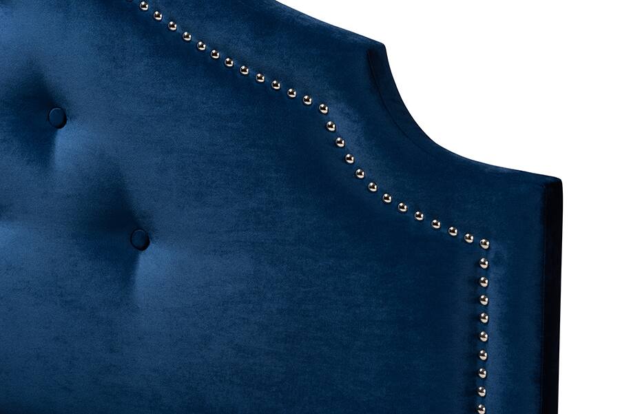 Left. Baxton Studio - Cora Modern and Contemporary Velvet Fabric Upholstered Queen Size Headboard - Royal Blue.