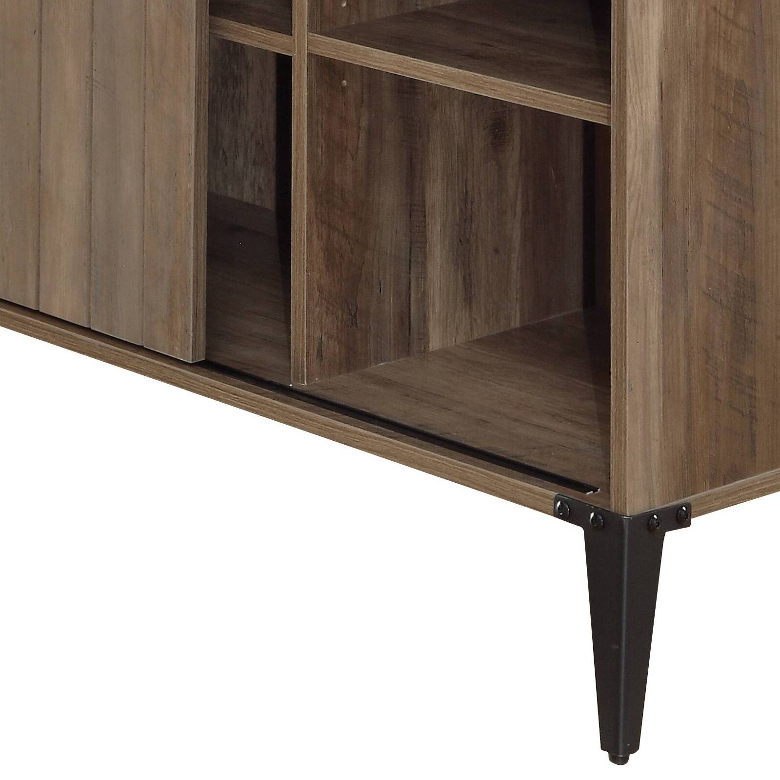 Back. APRILSOUL - 48in Gray Oak and Black Finish Writing Desk - Oak.